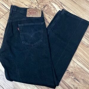 Levi's Men's 501 Straight Leg Button Fly Black Denim Jeans